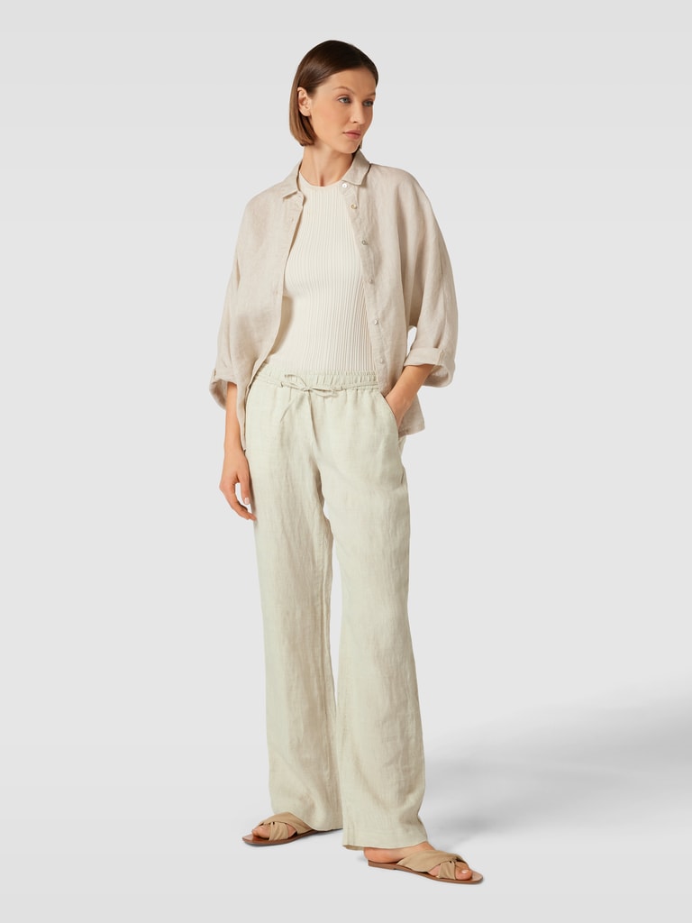 Pantalones De Pinza Brax Straight Leg Leinenhose Mit Bindegürtel Modell 'STYLE.FARINA' (weiss) Online Kaufen Pantalones De Cuero Mujer