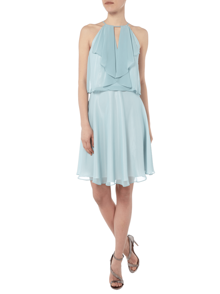 Swing Cocktailkleid aus Chiffon mit Volantbesatz (blau) online kaufen