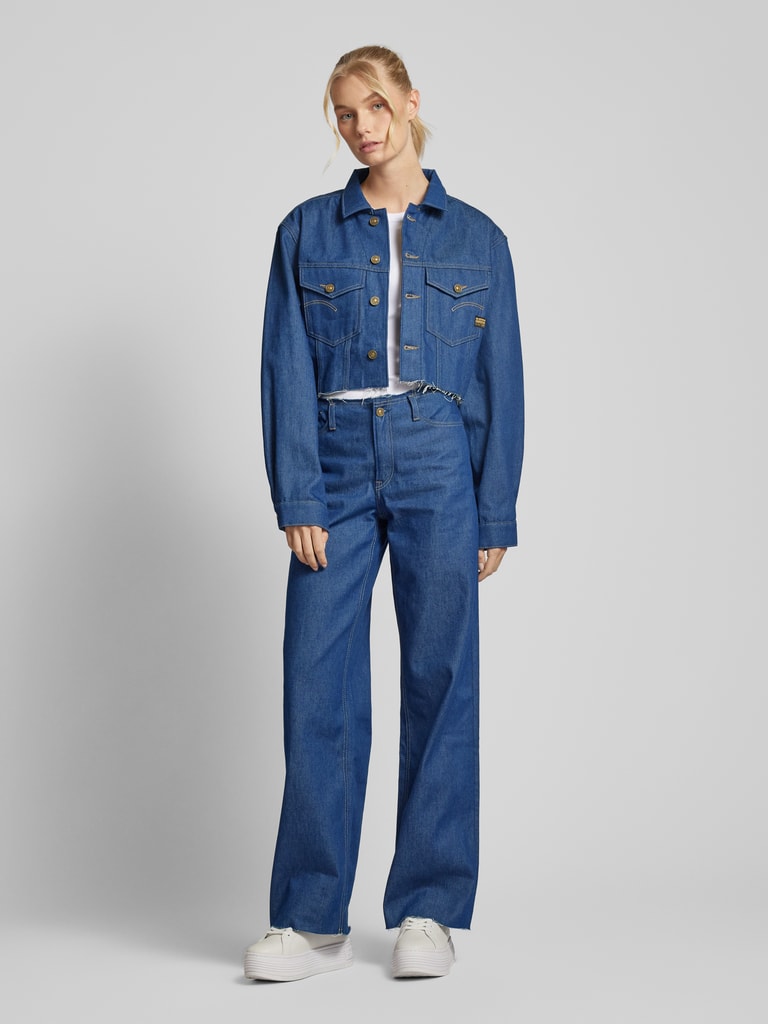 G-Star Raw Cropped Jeansjacke mit Fransen (dunkelblau) online kaufen