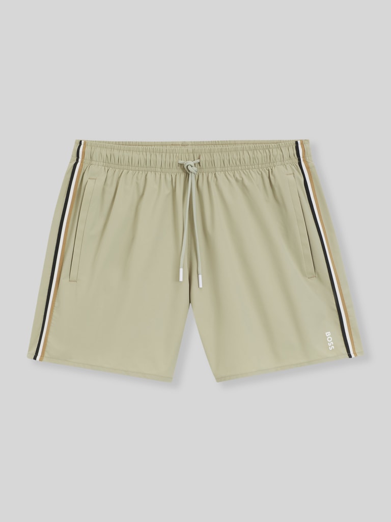 BOSS regular fit zwembroek met logodetails model 'ICONIC' in olijfgroen ...