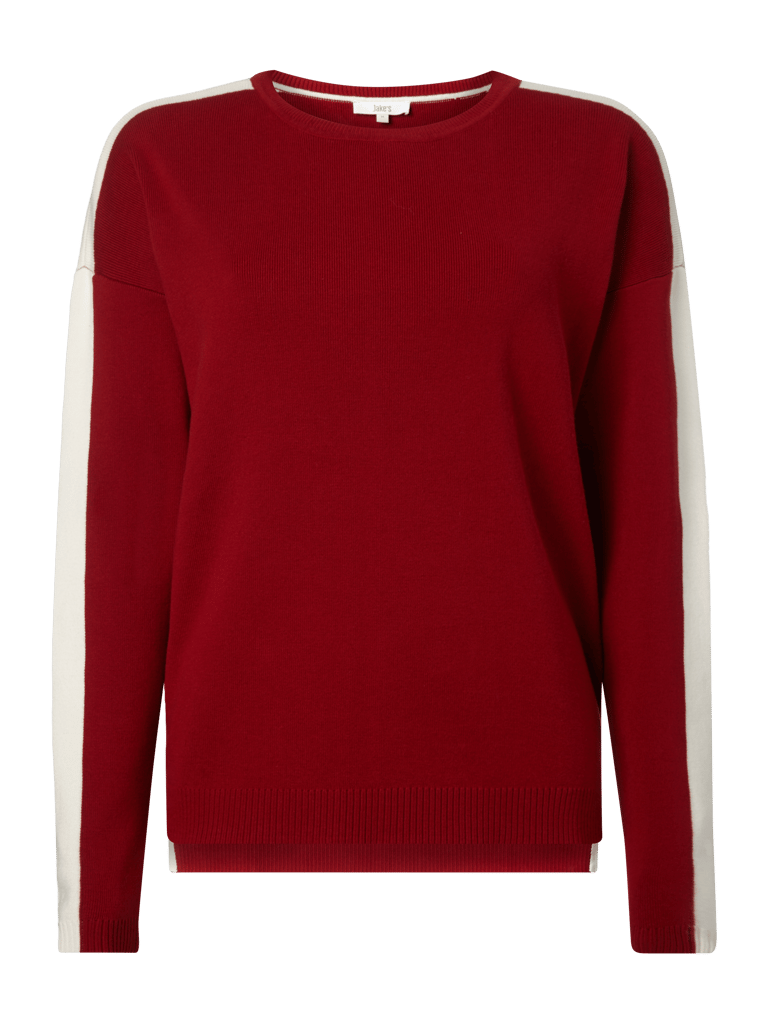 Jake*s Casual Boxy Fit Pullover mit Kontraststreifen (rostrot) online