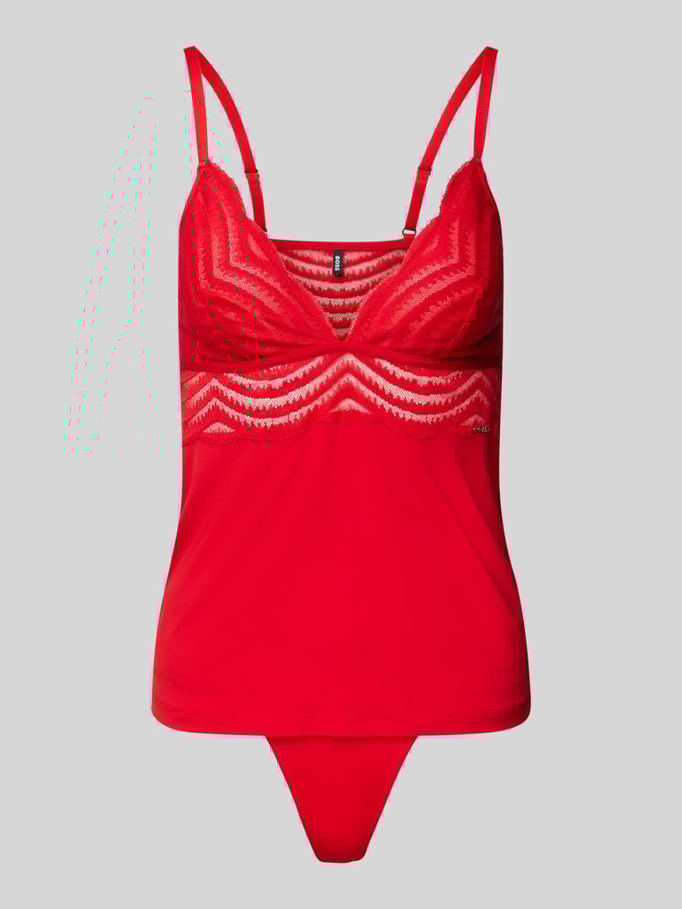 BOSS Body van viscosemix met kant, model 'VEST & THONG' in rood online ...