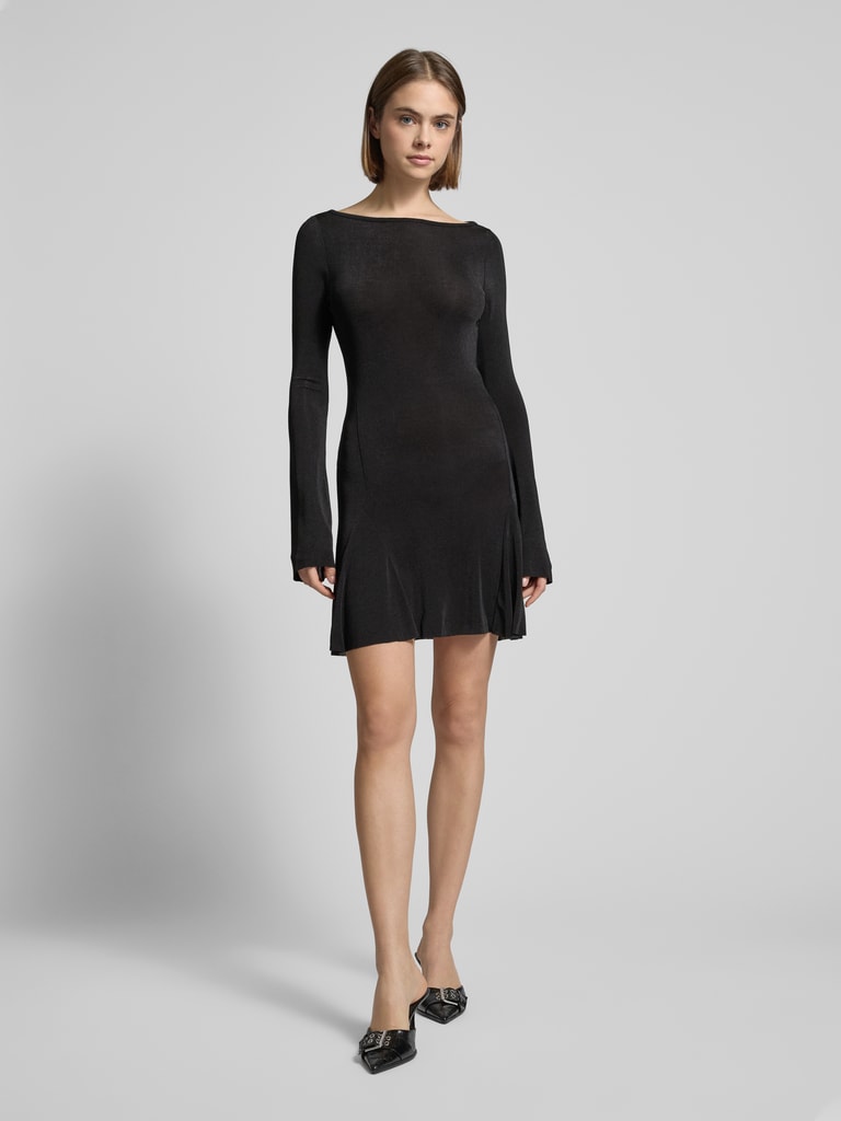Sukiglam Sexy damesjurk, rugvrij, mini-jurk, elegant, mouwloos, bootkraag, zomerjurk, bodycon, A-lijn, korte jurk, casual, rondingen, voor cocktail, disco, feest, Zwart, S