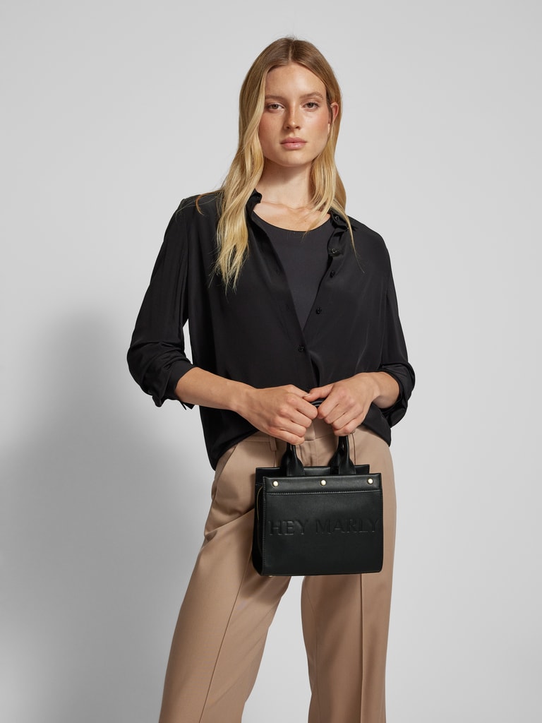 Hey Marly Lederhandtasche mit Label-Schriftzug (black) online kaufen