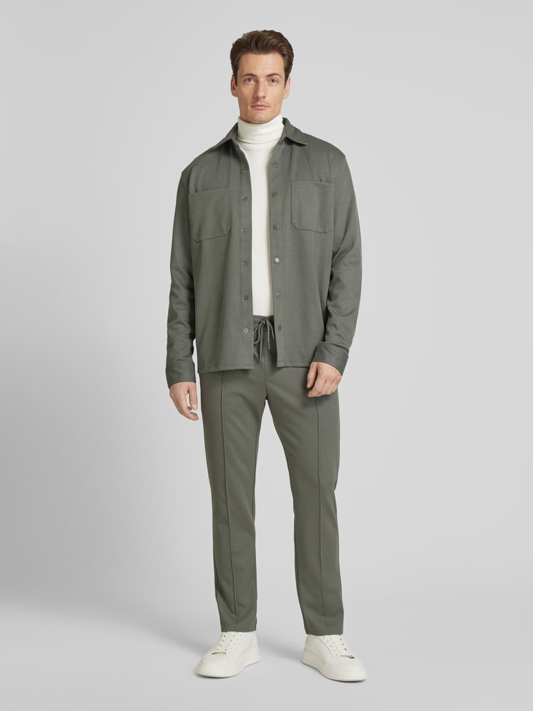 MCNEAL Regular fit sweatpants van viscosemix met siernaden in olijfgroen online kopen | P&C