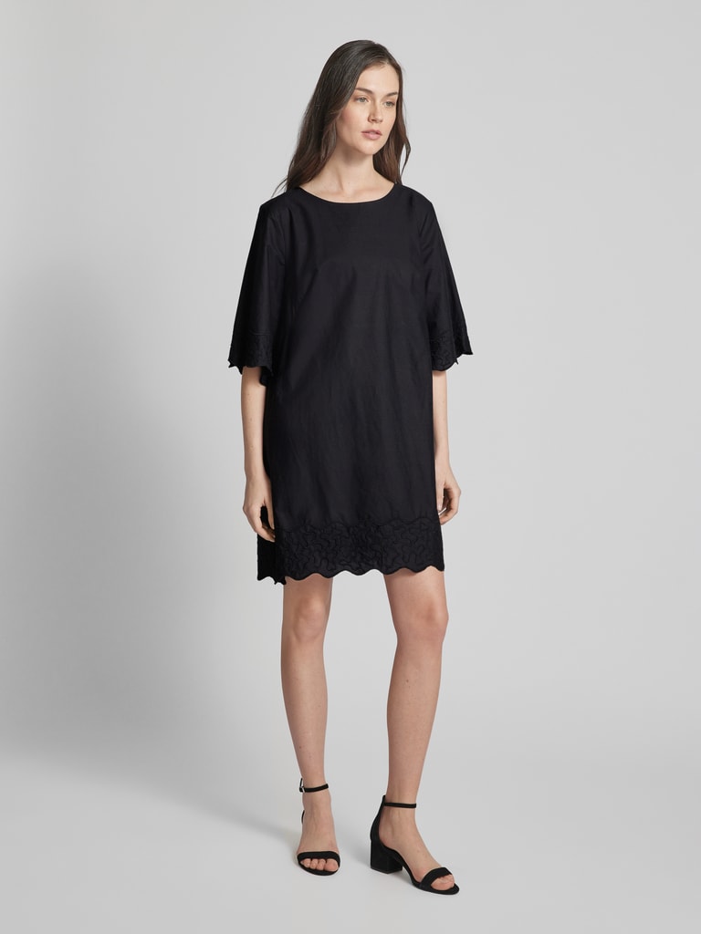 Esprit Mini-jurk in effen design met ronde hals in zwart online kopen