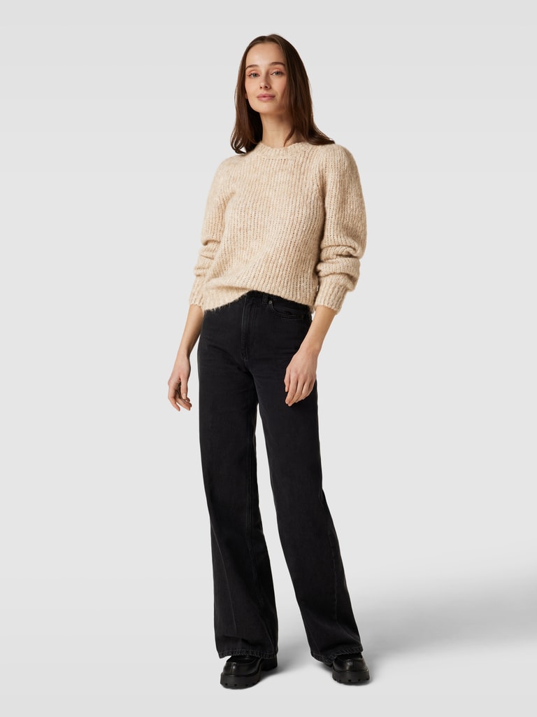 Neo Noir Strickpullover mit Ballonärmeln Modell 'Martina' (beige