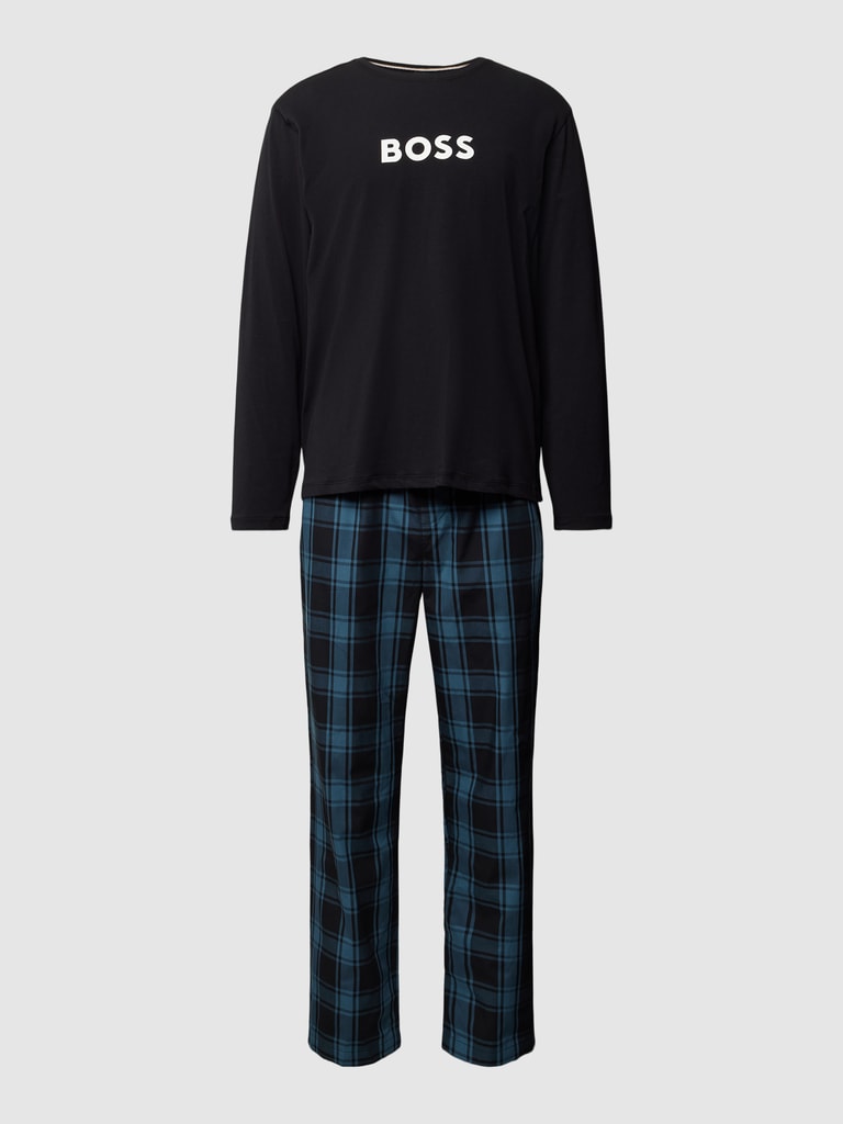 Pyjama Lable BOSS Pyjama mit Label-Print (black) online kaufen
