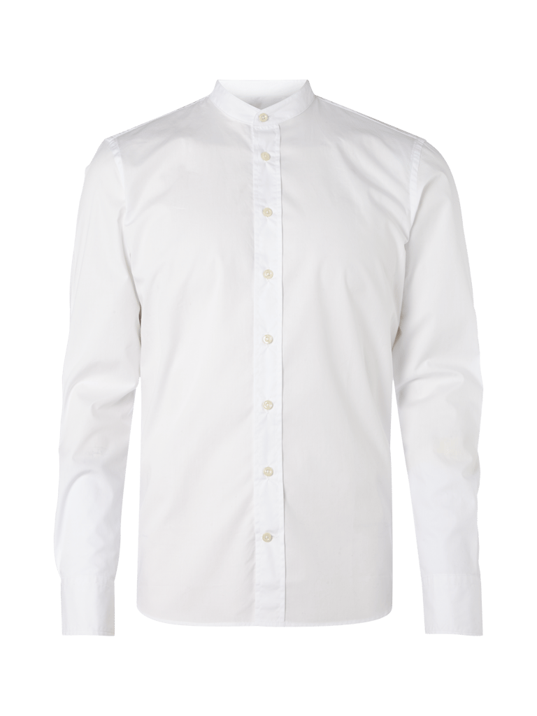 Krüger Buam Trachtenhemd Weiß Mit Stehkragen - Herrenhemd Langarm Baumwolle Elasthan