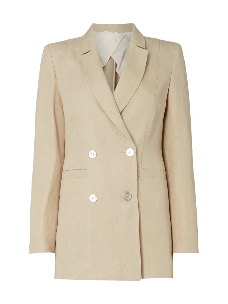 Damen Leinenjacke Sommer - Leichter Cardigan Blazer Mit Knöpfen In Beige XXL