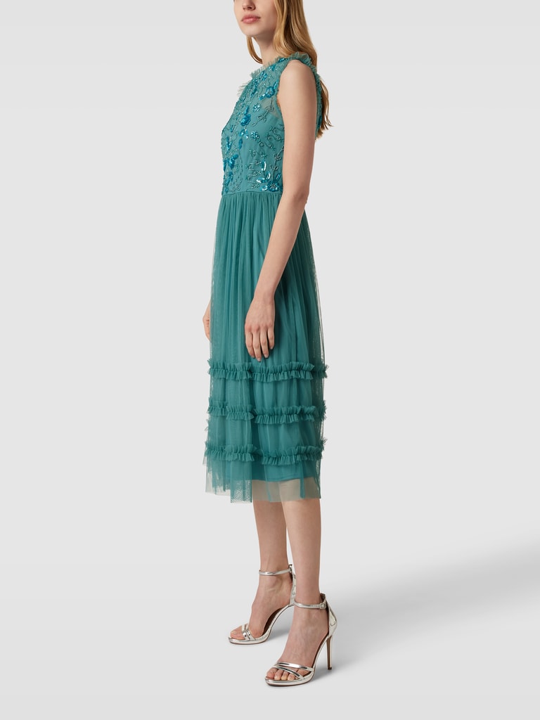55188 Beaded Plunging Fitted Cocktail Dress main image 0