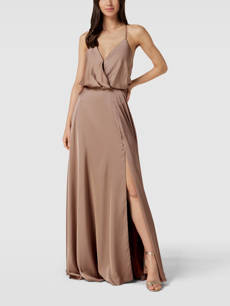 unique Abendkleid in Wickel-Optik (taupe) online kaufen