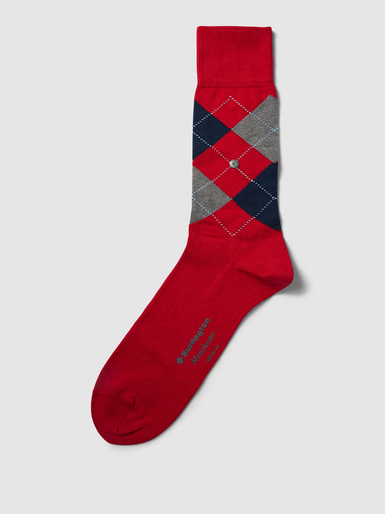 Burlington Herren Socken Manchester So Baumwolle gemustert 1 Paar, Rot Burgund 8011, 40-46 im Sale