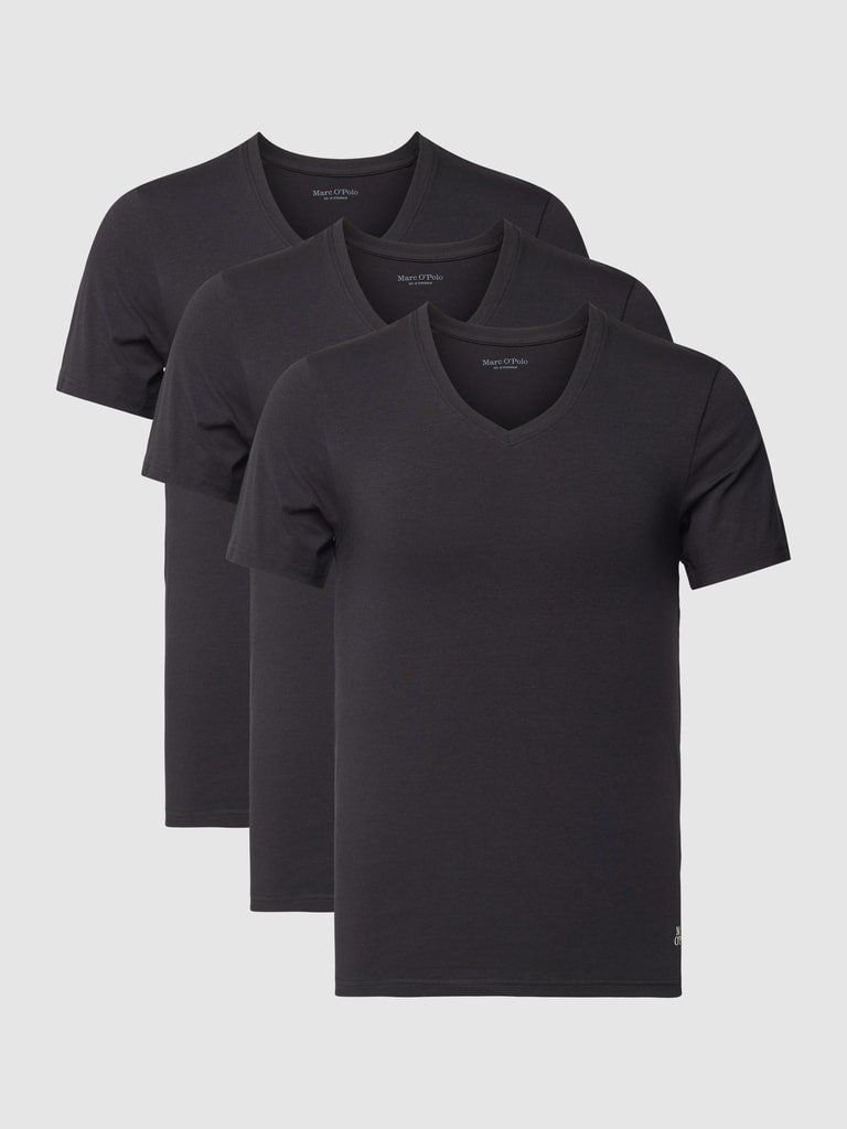 Marc O'Polo T-shirt in set van 3 stuks, model 'ESSENTIALS' in zwart ...