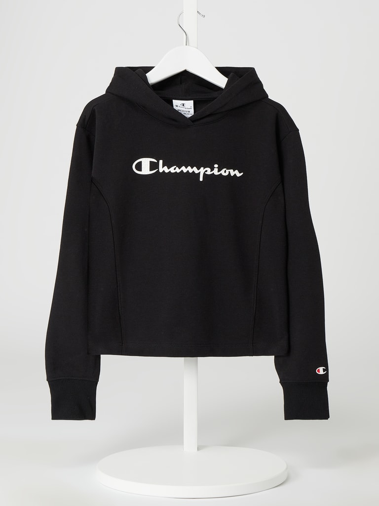 Black champion logo hoodie online