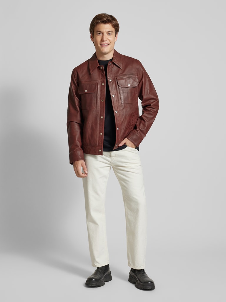 Scotch & Soda Lederjacke mit Umlegekragen Modell 