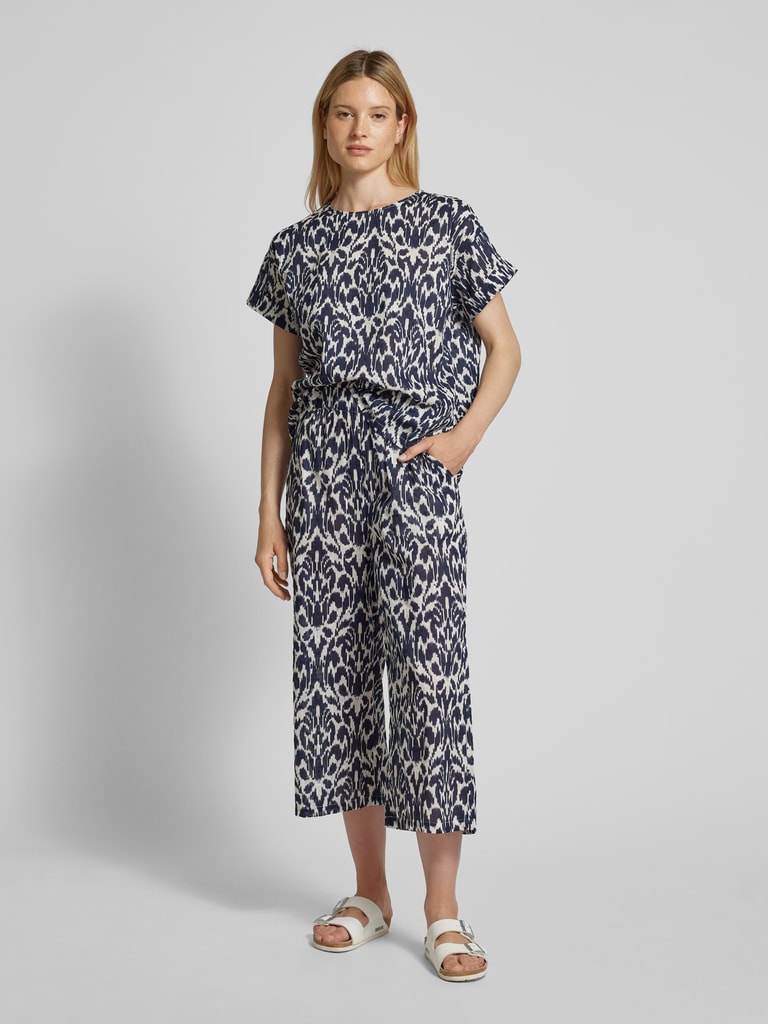 Dames Broek met luipaardprint en contrast streep | MS Mode