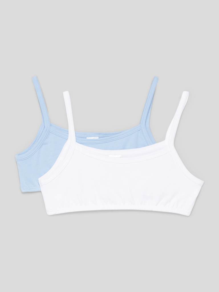 Schiesser Lot De 2 Bustiers Fille – Coton Bio Confortable, Blanc/Noir, Idéal Pour Le Quotidien