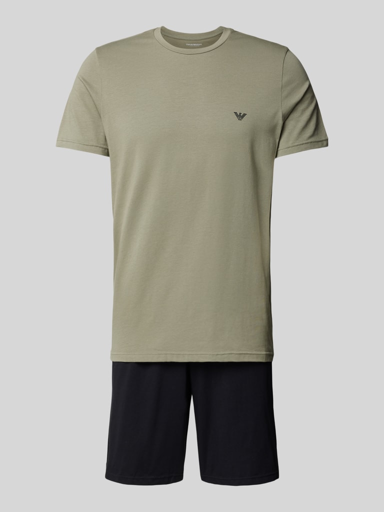 Emporio Armani Pyjama mit Label-Print (oliv) online kaufen