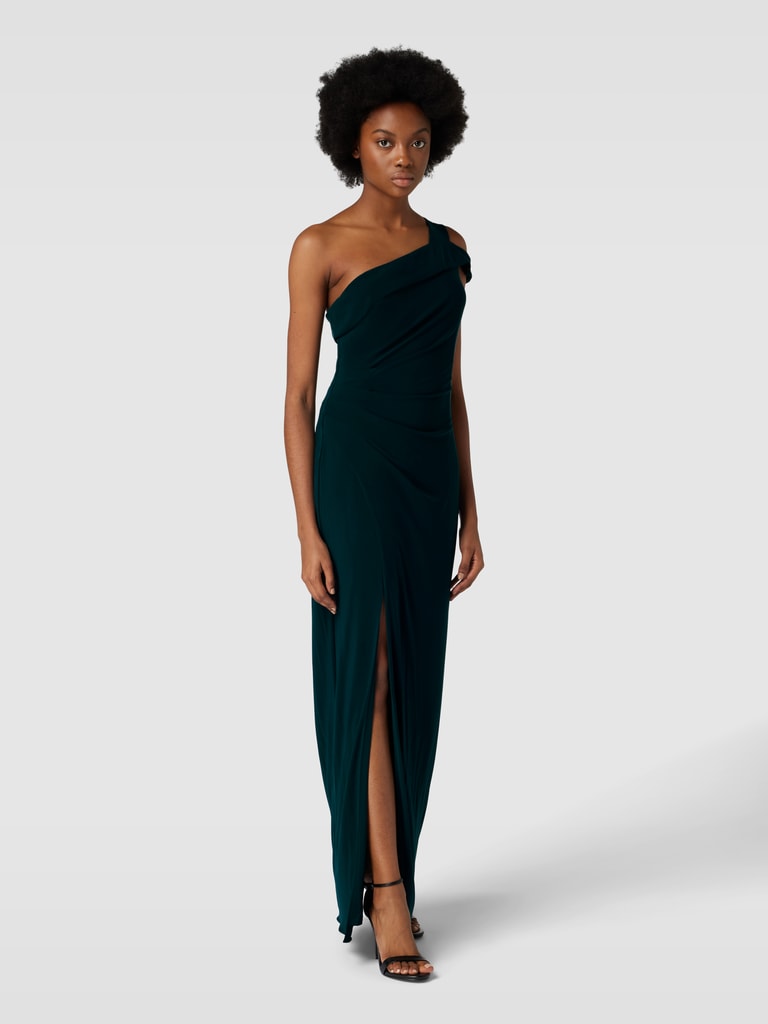 Koucla One Shoulder Maxi Avondjurk Asymmetrisch Met Ketting - Glitter Cocktailjurk