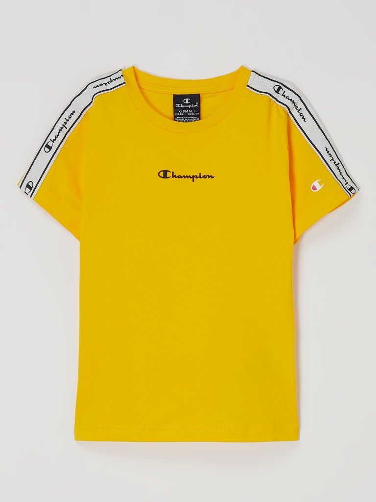 Tanzania Observeer logo CHAMPION T-shirt met logostrepen in geel online kopen | P&C