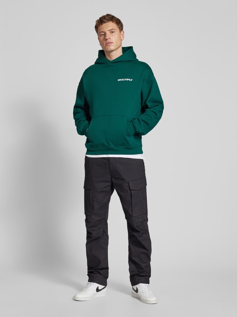 Multiply Apparel Oversized Hoodie mit Label-Print (dunkelgruen  