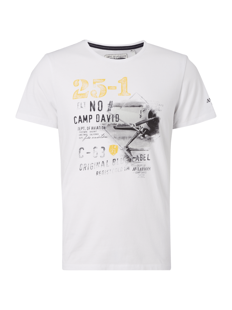 Camp David Herren T-Shirt - Maritime Design Mit Label Print Im Regular Fit