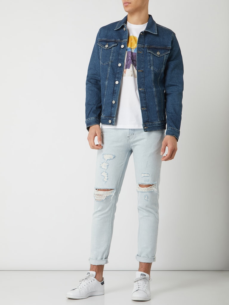 Calvin Klein Jeans Oversized jeansjack met labelpatch in violet online