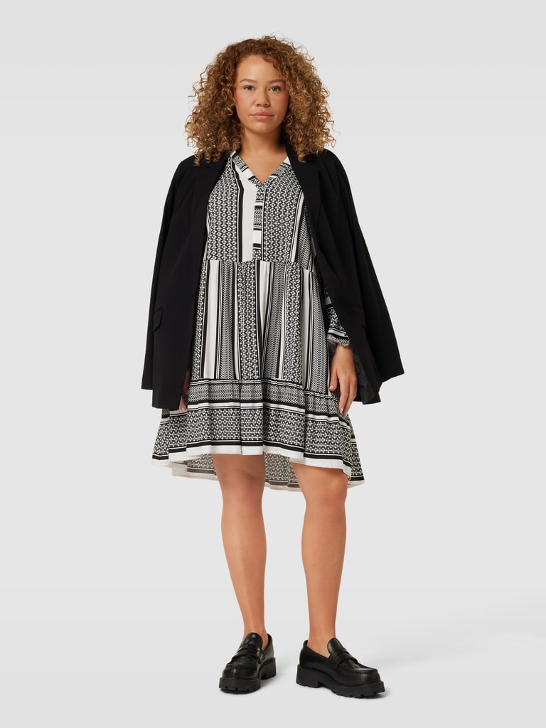 Junarose PLUS SIZE tuniekjurk met stolpplooi, model 'Lula' in zwart