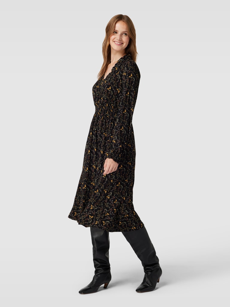 ApricotMidikleid mit elastischem Taillenband in schwarz