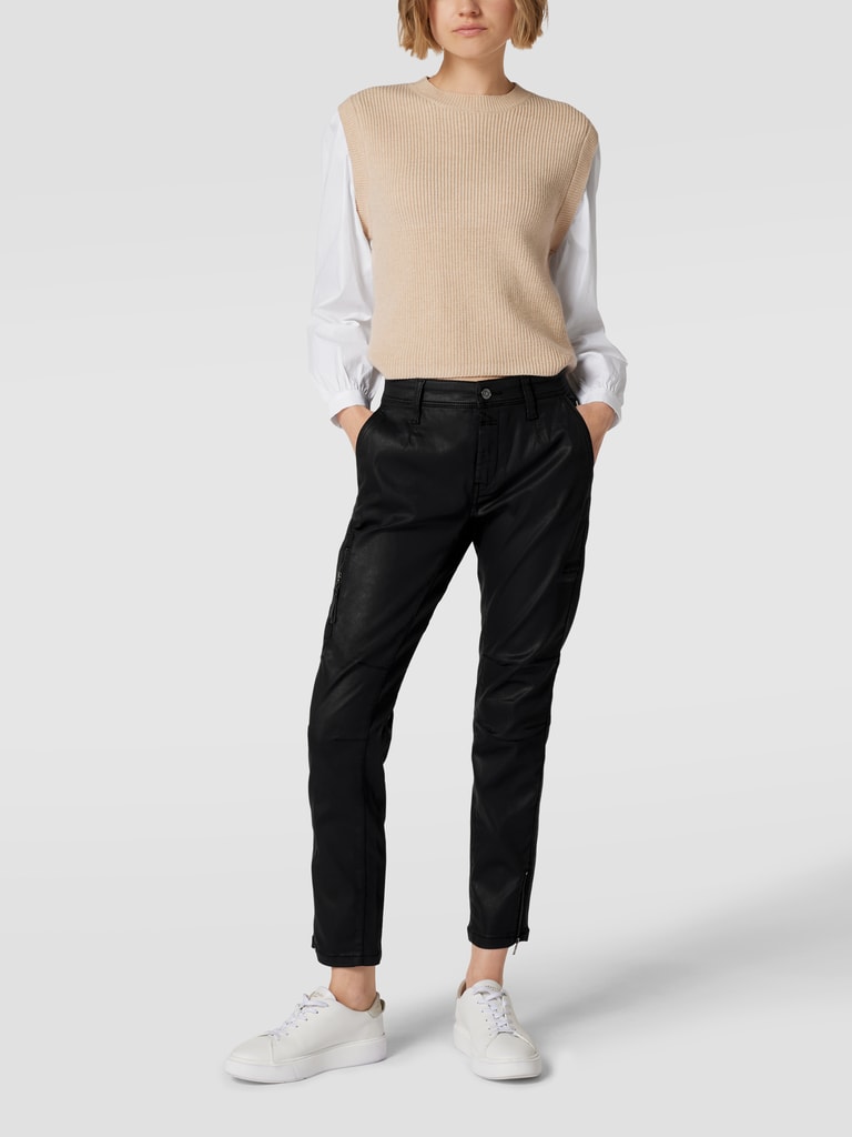 MAC Hose in Leder-Optik mit Label-Patch Modell  