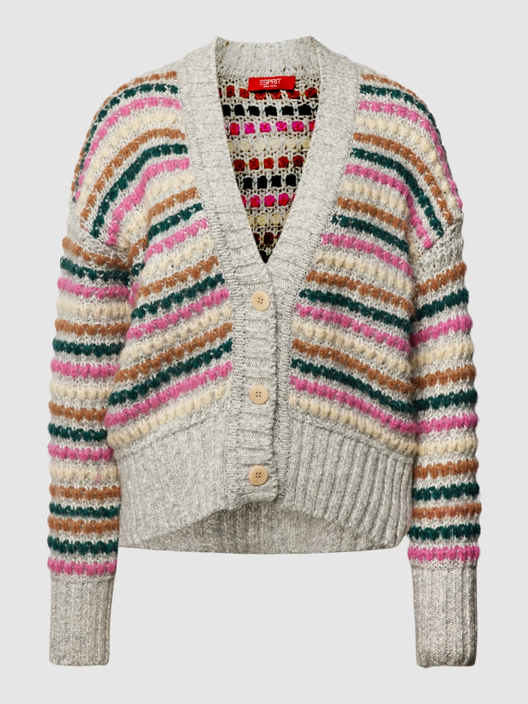 Esprit Cardigan mit V-Ausschnitt (hellgrau) online kaufen