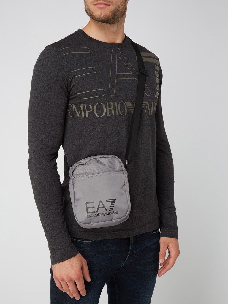 EA7 Emporio Armani Schoudertas met logoprint in lichtgrijs online