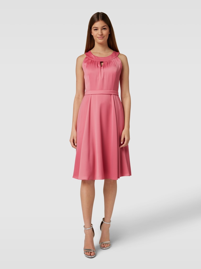 DRESSTELLS Dames A-Line Swing Feestelijke Knielange Bruiloft Cocktailjurk Ronde Hals Cape Mouw Kerstjurk Grijsblauw M