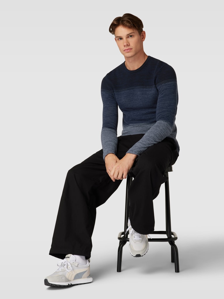 Cropped Strickpullover mit Colour Blocking