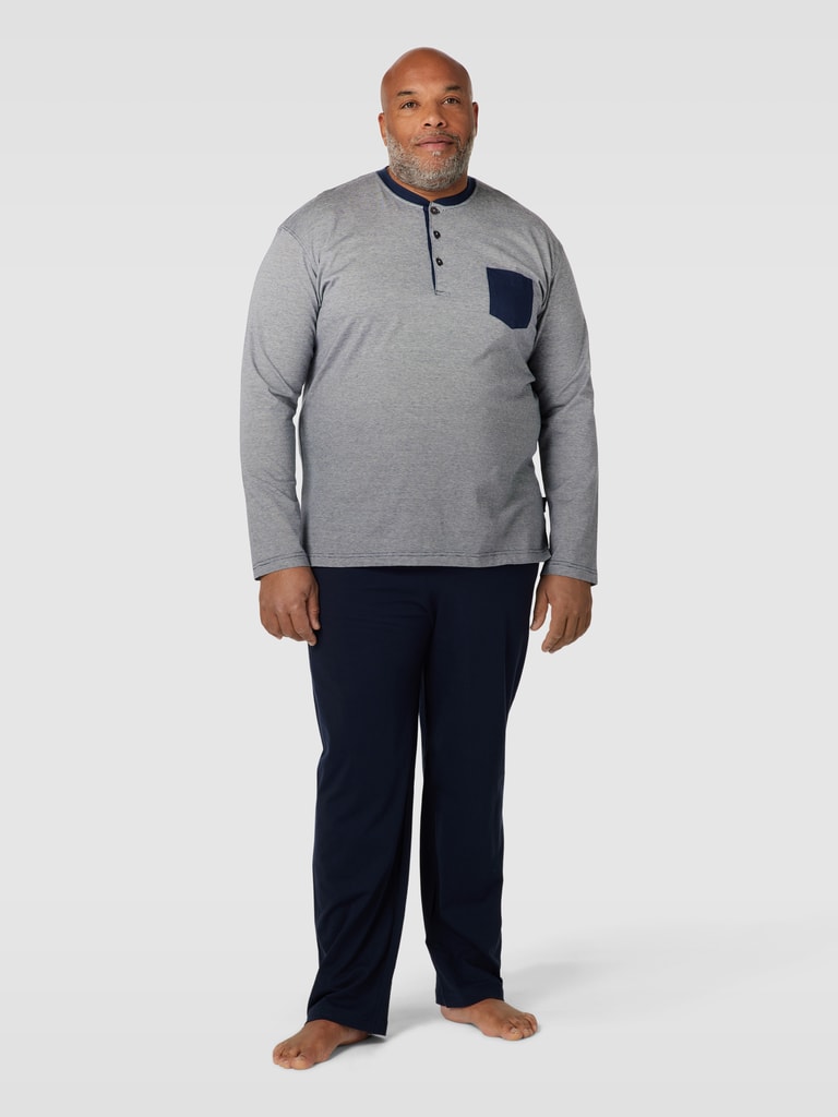 Ceceba Plus PLUS SIZE pyjama met borstzak, model 'SEOUL' in marineblauw ...