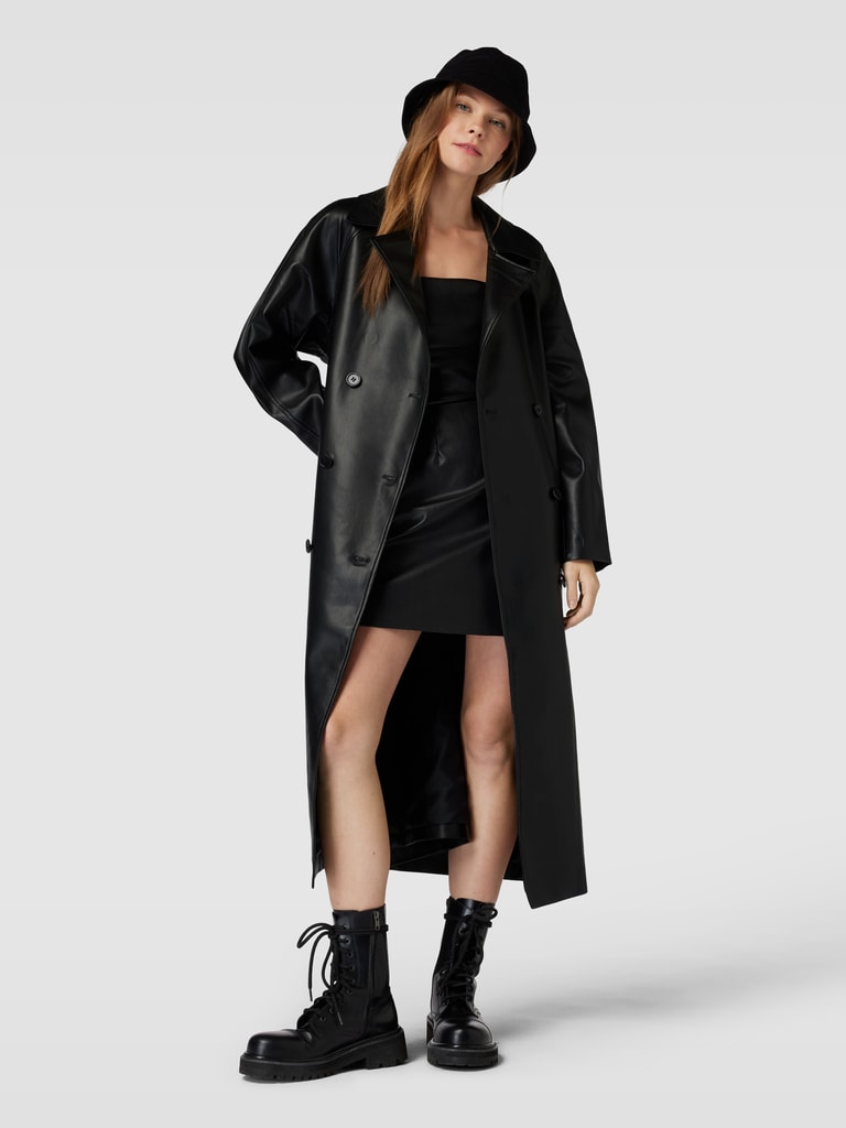 Trenchcoat Wintermantel Lederoptik Trenchcoat Only Mantel Leder