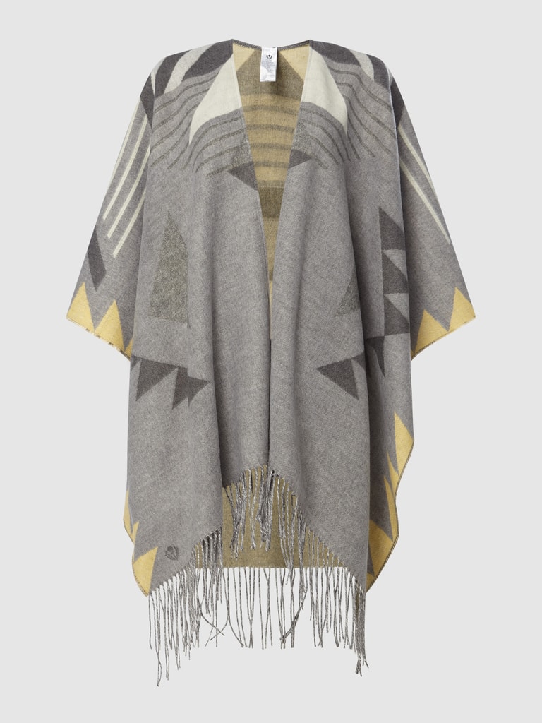 Fraas Poncho met all-over motief, model 'Ruana' in lichtgrijs online ...