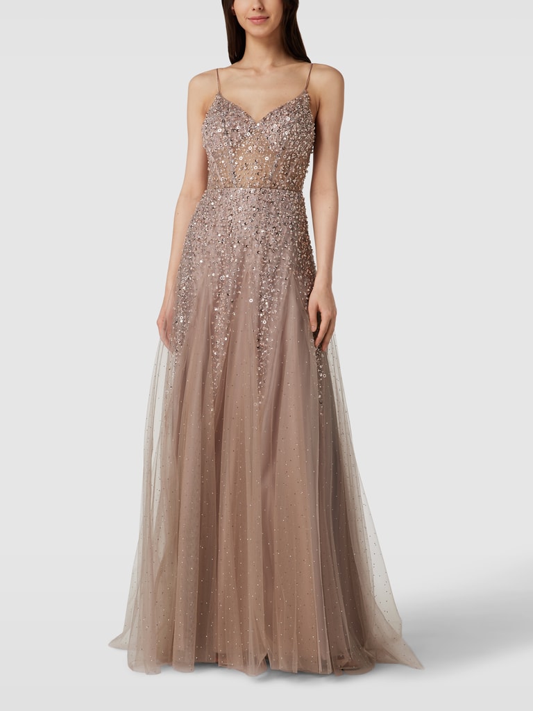 Unique Abendkleid mit Herz-Ausschnitt (taupe melange) online kaufen