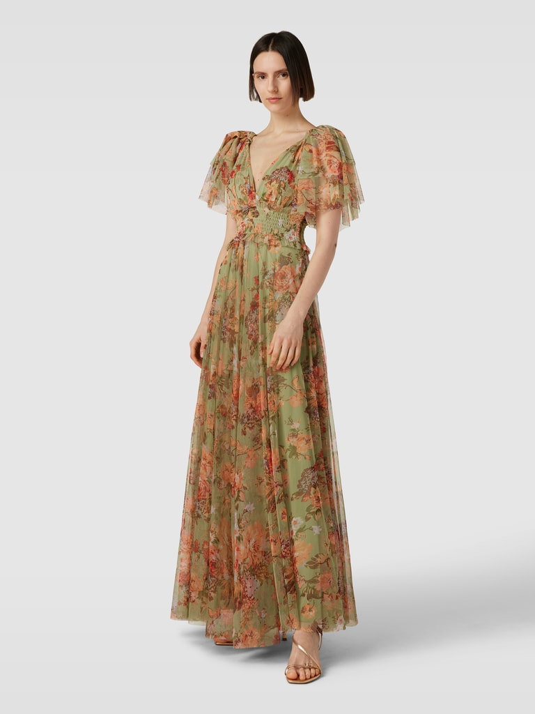 LACE BEADS Abendkleid mit Smok-Detail (hellgruen) online kaufen - Main Image