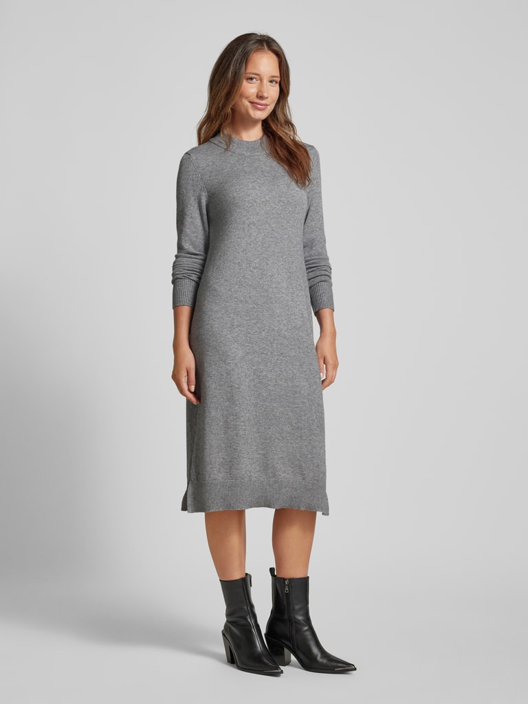Vila Strickkleid mit Rundhalsausschnitt Modell 'Viril' (mittelgrau
