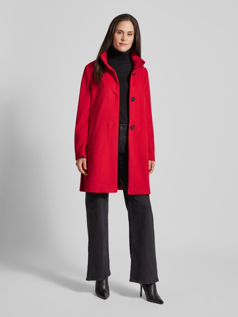 Betty Barclay Lange jas van scheerwol met opstaande kraag in rood ...