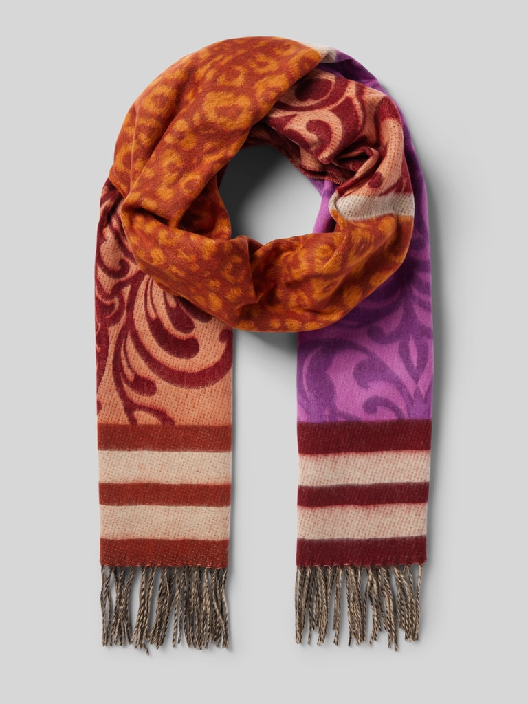 FRAAS Colour Leo Cashmink Schal - Damenschal Mit Fransen 200x44cm