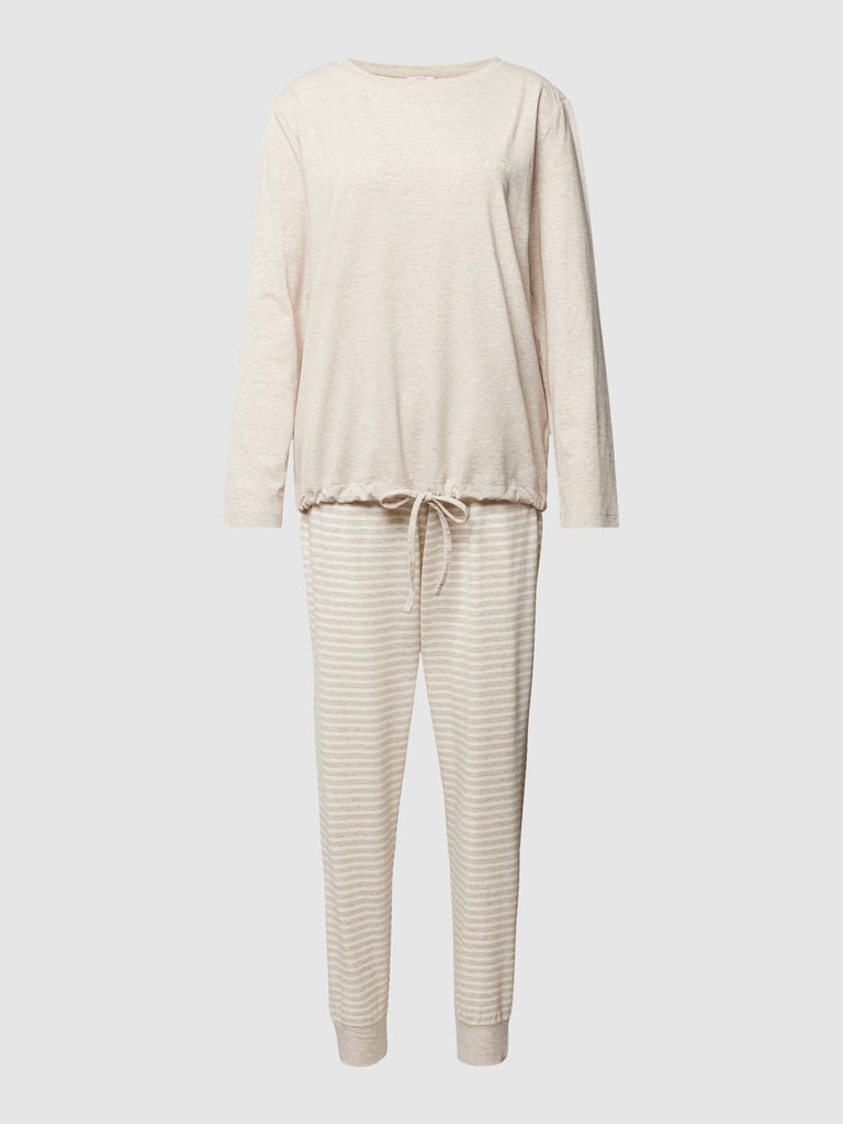 Esprit T-Shirt Pyjama Femme Soft Stripes – Col Rond Manches Longues Confort Stretch Éco
