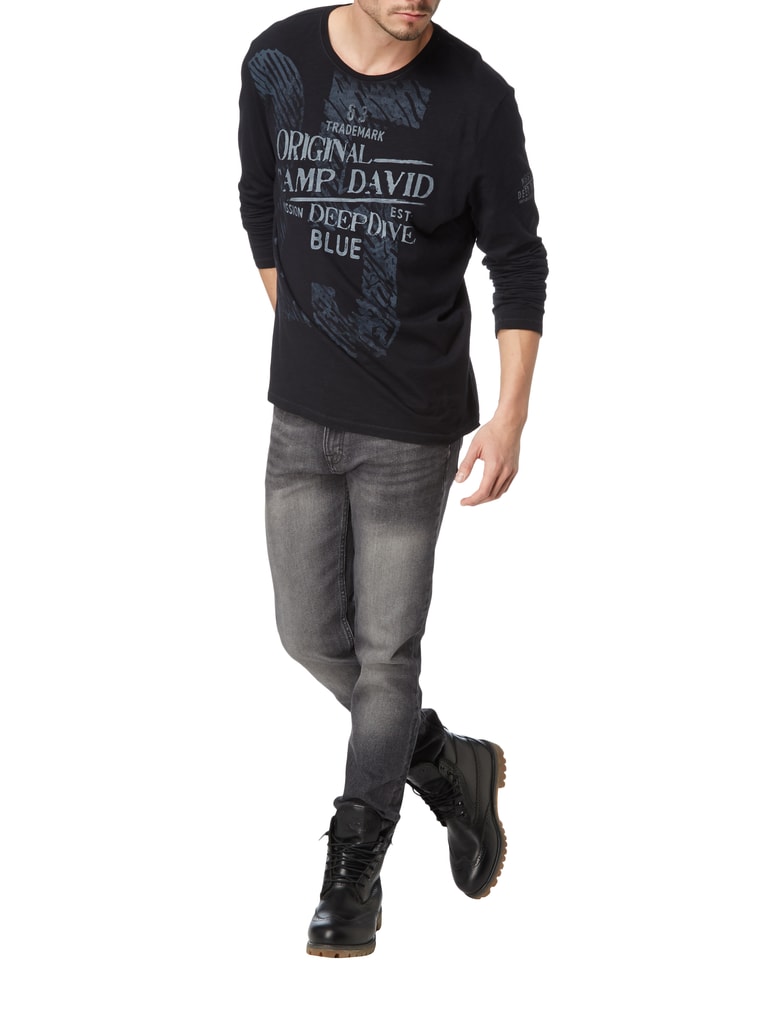 Camp David Herren Longsleeve Mit Used Prints - Lässiges Langarmshirt Regular Fit