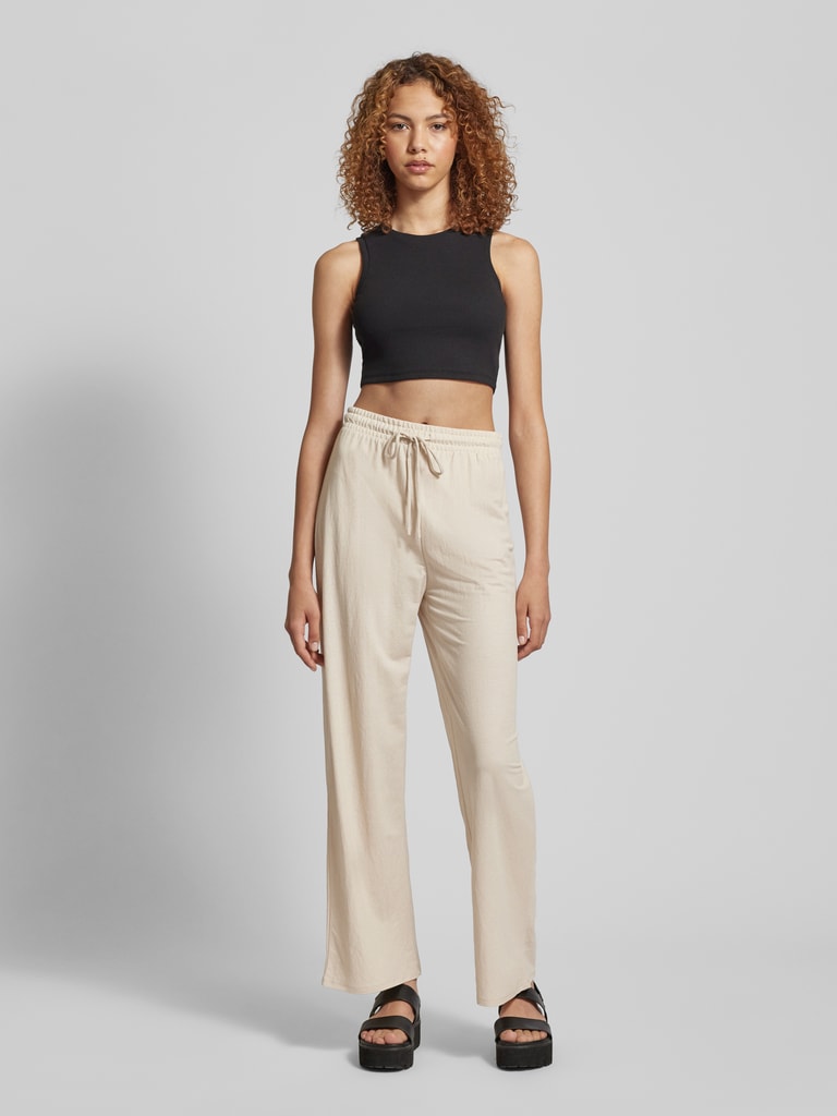 Only Wide Leg Stoffhose mit elastischem Bund Modell 