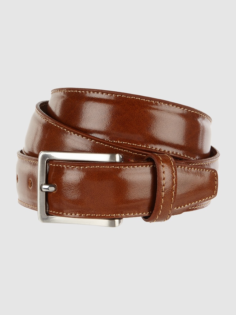 Traditionele cognac jeans riem van 4 cm breed gemaakt van 100% Italiaans nerfleder