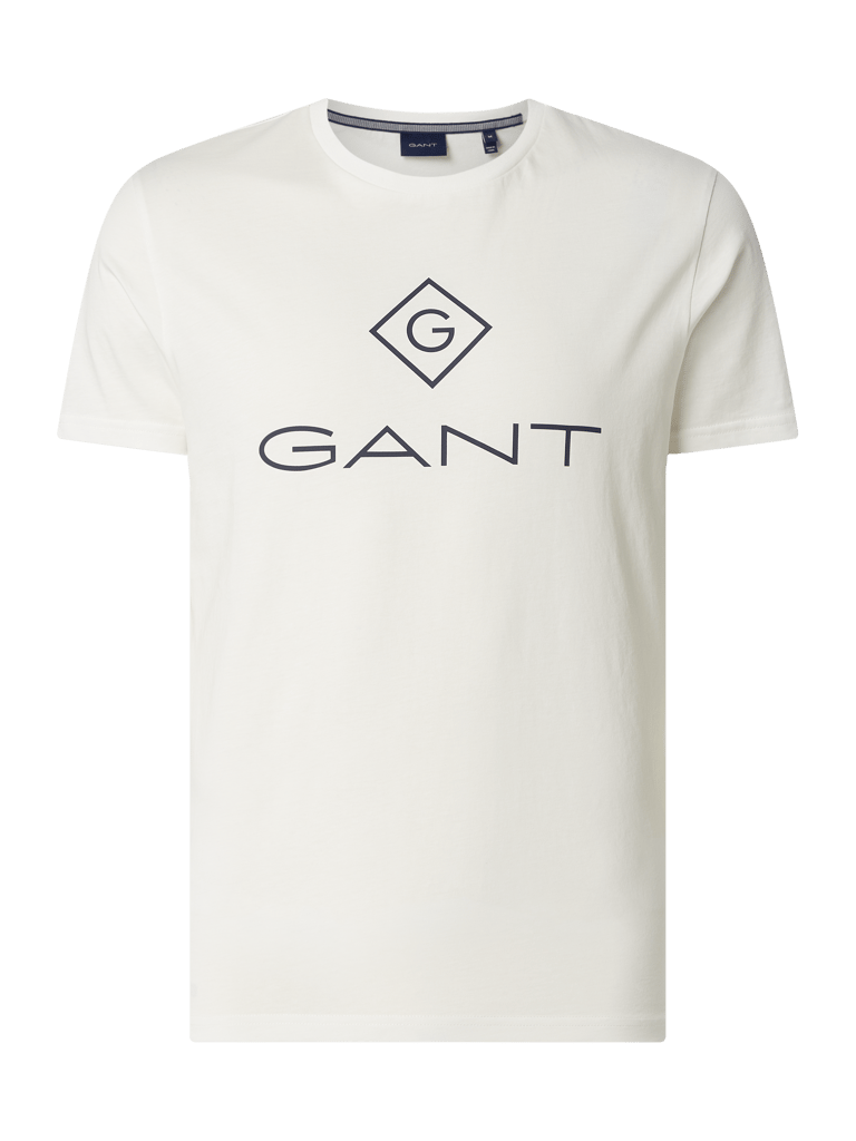 Kup online Gant Tshirt z nadrukiem z logo (brudny biały)