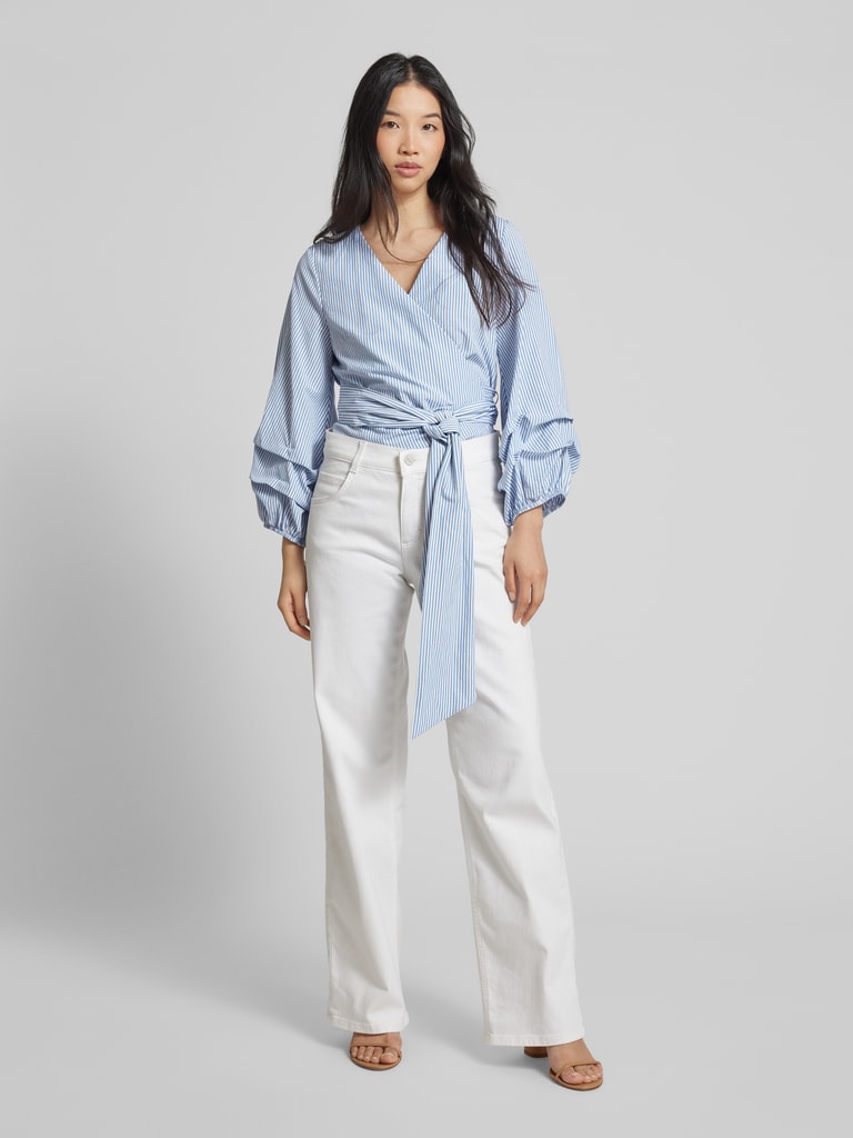 More & More Wickelbluse mit Streifenmuster (weiss) online kaufen