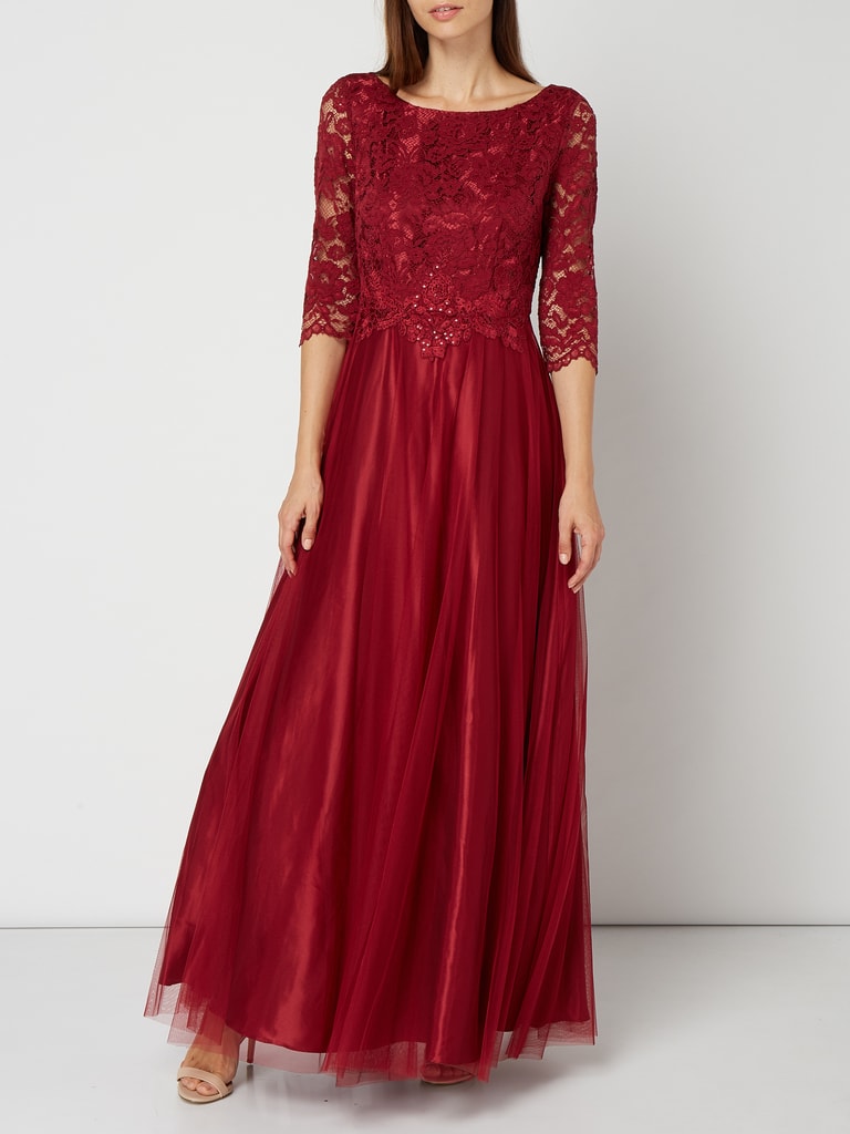 Vera Mont Abendkleid mit Spitzenbesatz (dunkelrot) online kaufen